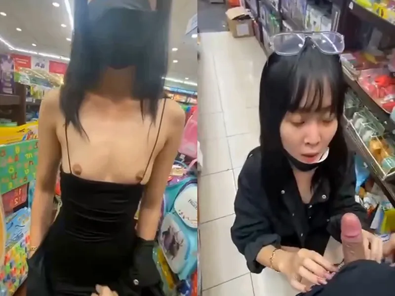 đi nhà sách em mặc mỗi cái quần lót còn đòi anh liếm chim p1